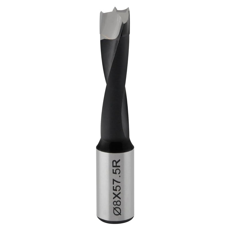 CDBP Carbide Tipped Brad Point Boring Bit 8mm Dia x 57.5mm Long - 10mm Shank, Right Hand Rotation for CNC Dowel Drilling - Image 1